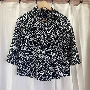 Westbound Top‎ SZ 6P Wrinkle Free Black and White 3/4 Sleeves 100% Cotton Collar